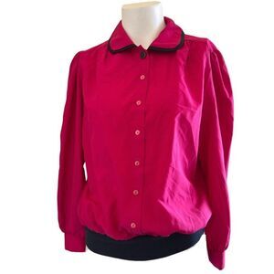 Judy Bond petites women’s vintage small hot pink  collared sporty blouse